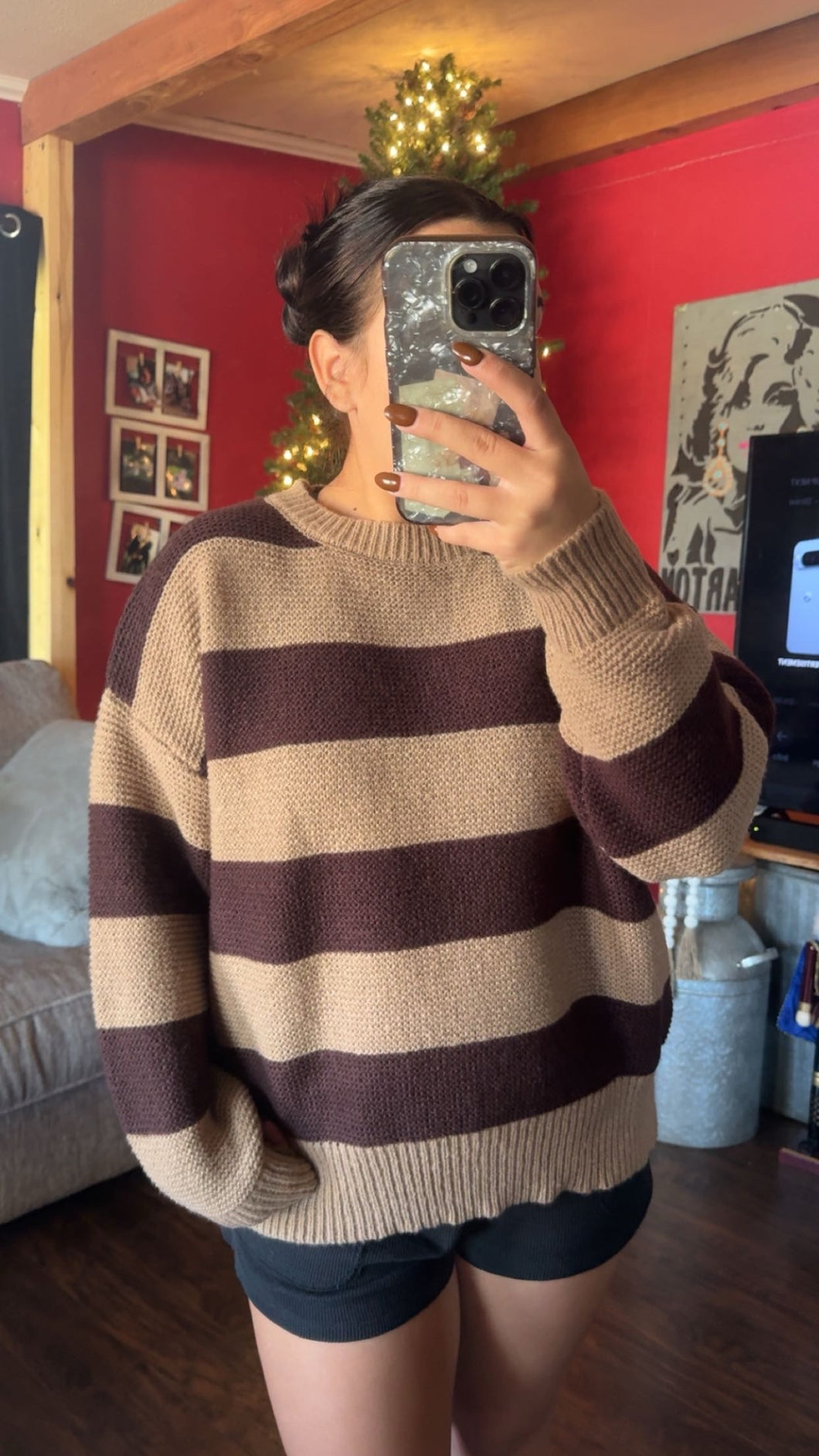BROWN AND TAN STRIPED SWEATER | $38 | S-L | TNG