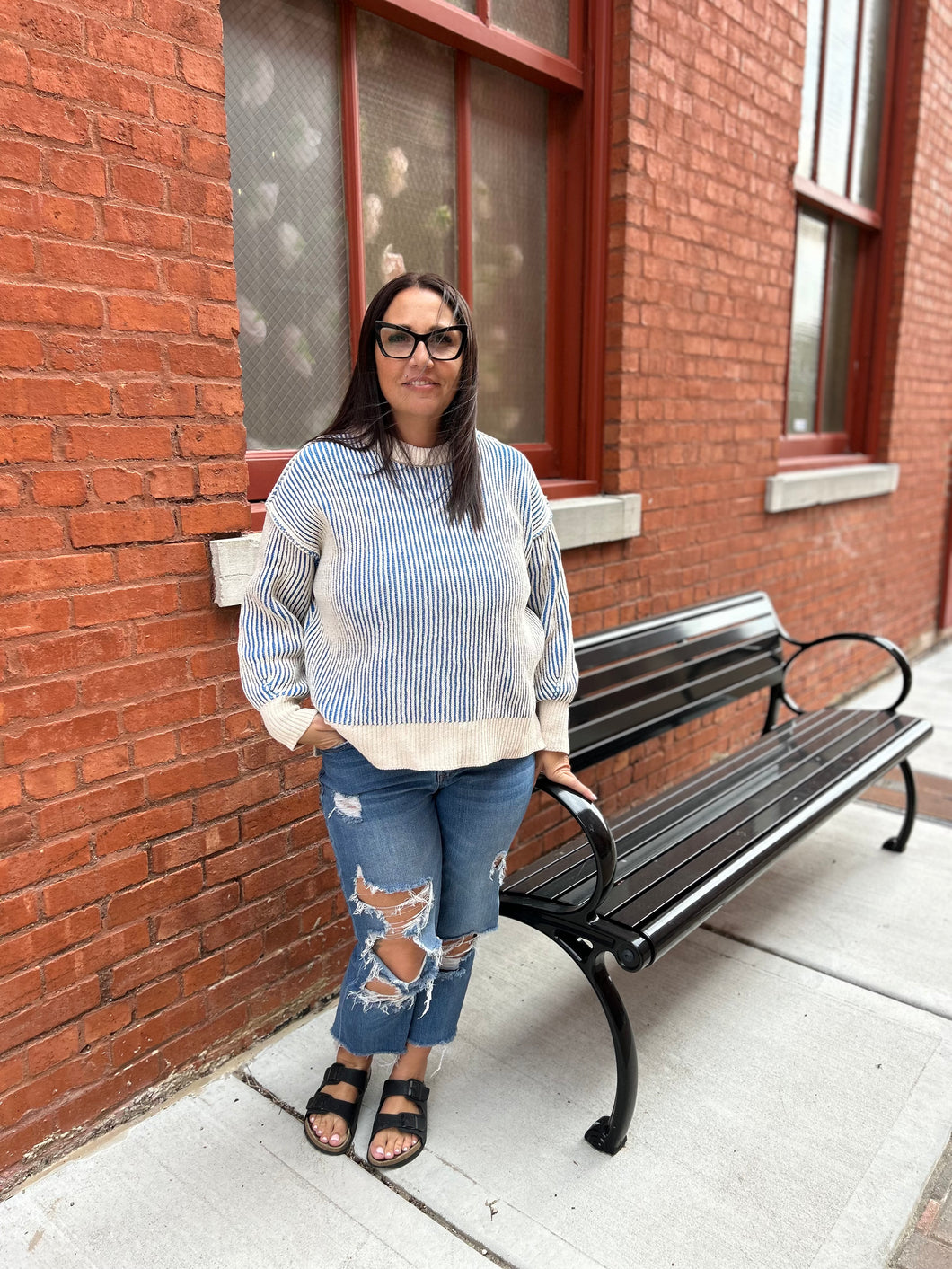 BLUE RIBBED SWEATER | $40 | S/M L/XL | TNG