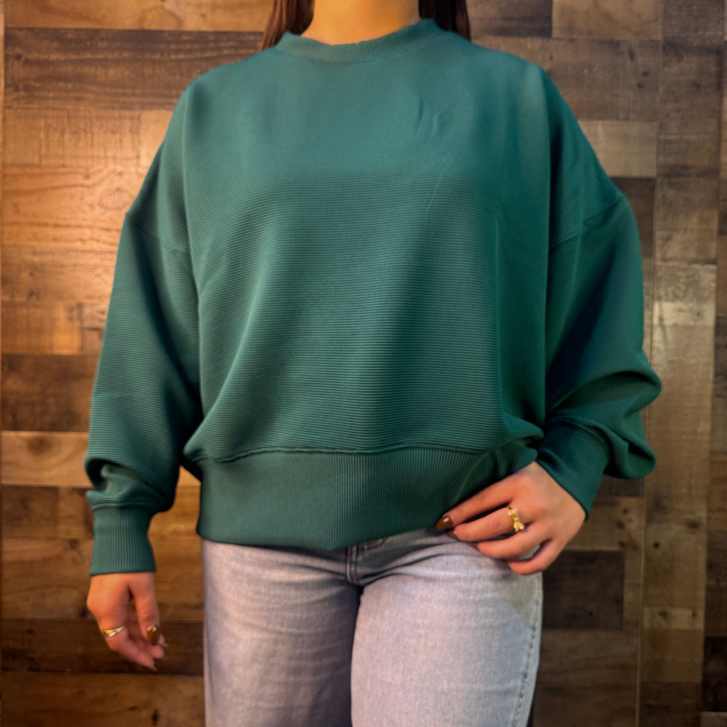 EMERALD GREEN RIBBED CREW | S-L | $34 | TNG