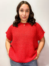Load image into Gallery viewer, RED SHORT SLEEVE SWEATER | (S/M)(L/XL) | $32 | TNG
