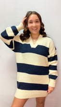Load image into Gallery viewer, NAVY STRIPED SWEATER DRESS | S-L | $36 | TNG
