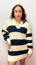Load image into Gallery viewer, NAVY STRIPED SWEATER DRESS | S-L | $36 | TNG
