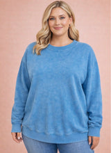 Load image into Gallery viewer, BLUE ACID WASH ZENANA SWEATSHIRT | 1XL-3XL | $38 | TNG
