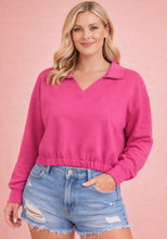 Load image into Gallery viewer, PINK COLLARED &amp; CROPPED SWEATSHIRT | S-L | $32 | TNG
