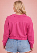 Load image into Gallery viewer, PINK COLLARED &amp; CROPPED SWEATSHIRT | S-L | $32 | TNG
